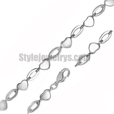 Stainless steel jewelry Chain, 50cm - 55cm length, heart oval link chain necklace w/lobster 7mm ch360221 - Click Image to Close